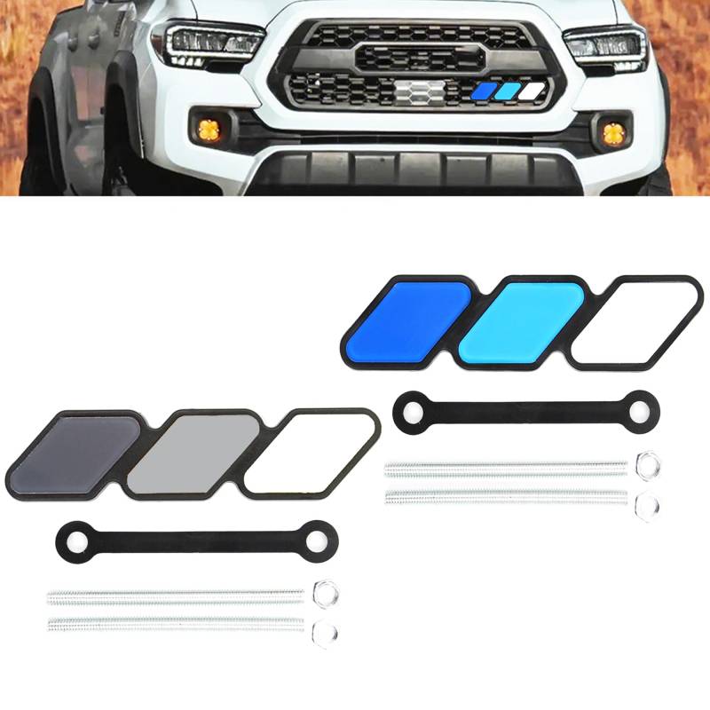 LONGHAO 2 pcs Auto Kühlergrill Einsatz Trim Zubehör Kühlergrill Badge Emblem Dekoration Auto-Aufkleber-Emblem für Kühlergrill 3 Farben Kühlergrill Badge Grillemblem,für Auto (Noir et bleu) von LONGHAO