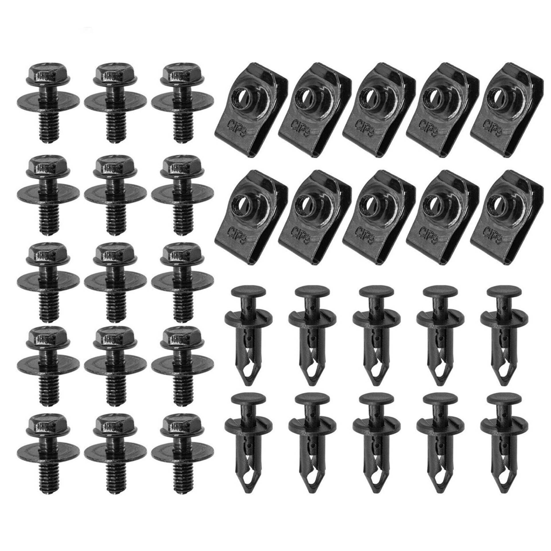 LONGHAO 35 pcs Auto Motorabdeckung Schrauben,Auto Befestigung Clips,Radlauf Innenverkleidung Clips,Universal Schrauben und Muttern Clip Kit,für TüRverkleidung Klammern StoßStangen von LONGHAO