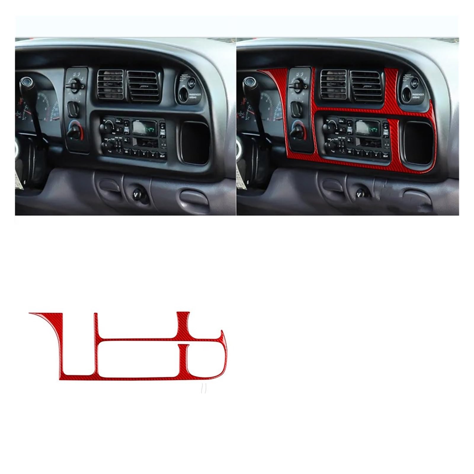 Auto Deko Innen Für Dodge Für Ram 1500 2500 3500 1998-2002 Center Dashboard Rahmen Abdeckung Trim Real Carbon Fiber Aufkleber Auto Innen Zubehör Auto-Trim-Aufkleber von LONPEXDT