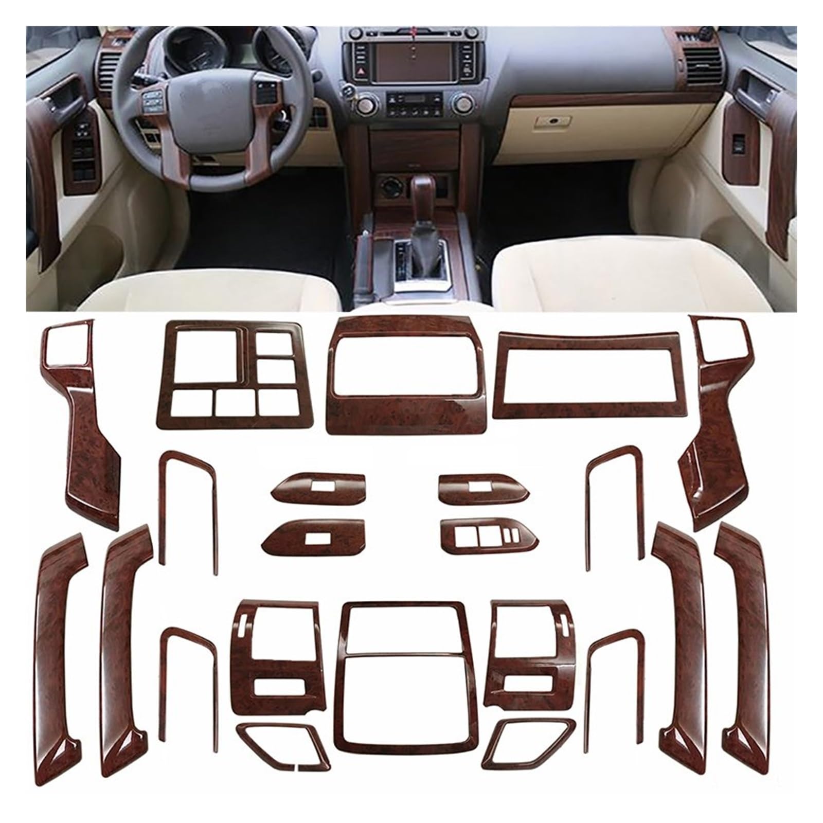 Auto Deko Innen Für Toyota Für Land Für Cruiser 150 Für Prado LC150 FJ150 150 2010-2017 Interior Styling Zubehör Holz Interieur Ersatz Automotive Auto-Trim-Aufkleber von LONPEXDT