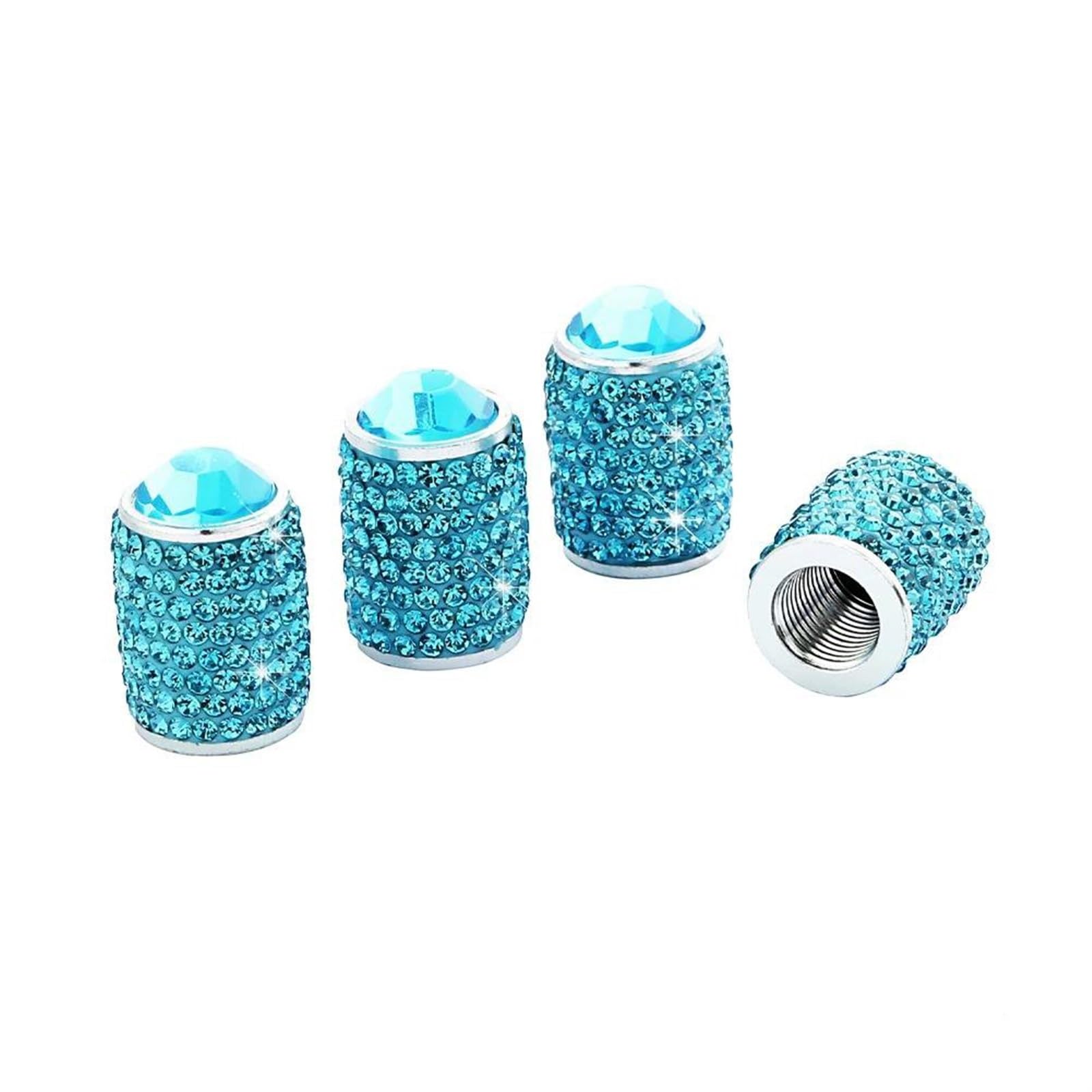 Auto Zierleistenkeile Set 4 Stücke Lange Stil Diamant Bling Auto Rad Reifen Vorbau Luftkappen Krone Staubdicht Strass Reifen Ventilkappen Auto Zubehör Interieurleisten Trim(Blau) von LONPEXDT