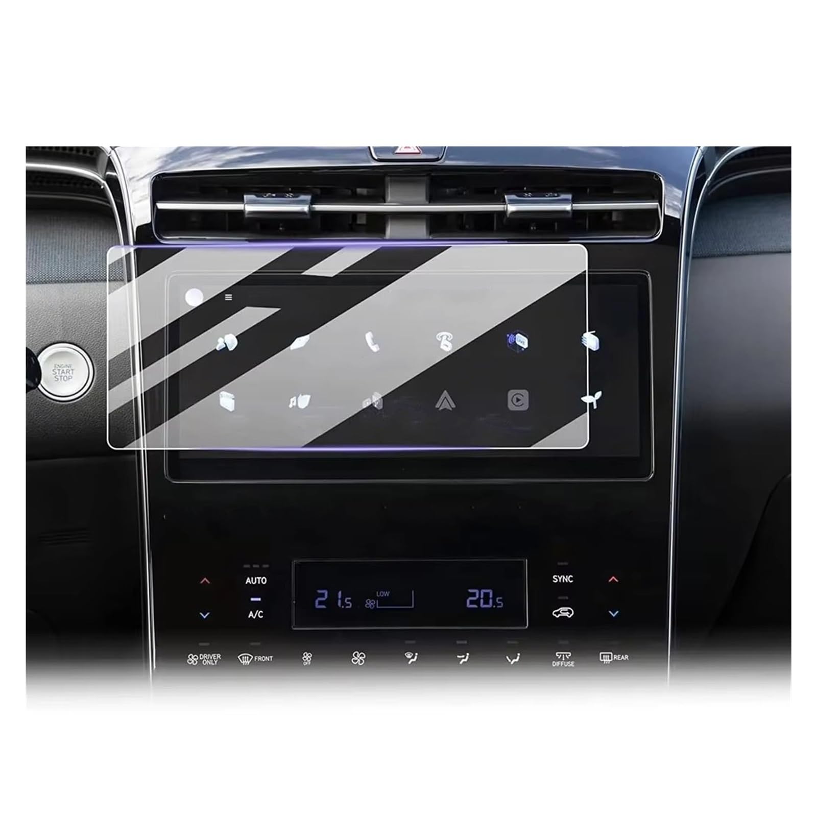 Displayschutzfolie Für Hyundai Für Tucson NX4 2022 2023 Innenraum GPS-Navigationscenter-Steuerung Touchscreen Schutzfolie Aus Gehärtetem Glas (10,25 Zoll) Displayschutz-Folie von LONPEXDT