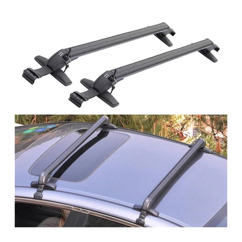 Gepäckträger Querträger 1 Paar Universal Fahrzeug Auto Dach Montage Rack Schiene Bar Auto Reise Rack Aluminium Gepäckträger Mit Lock Top Auto Rack Relingträger(2pcs 90cm) von LONPEXDT