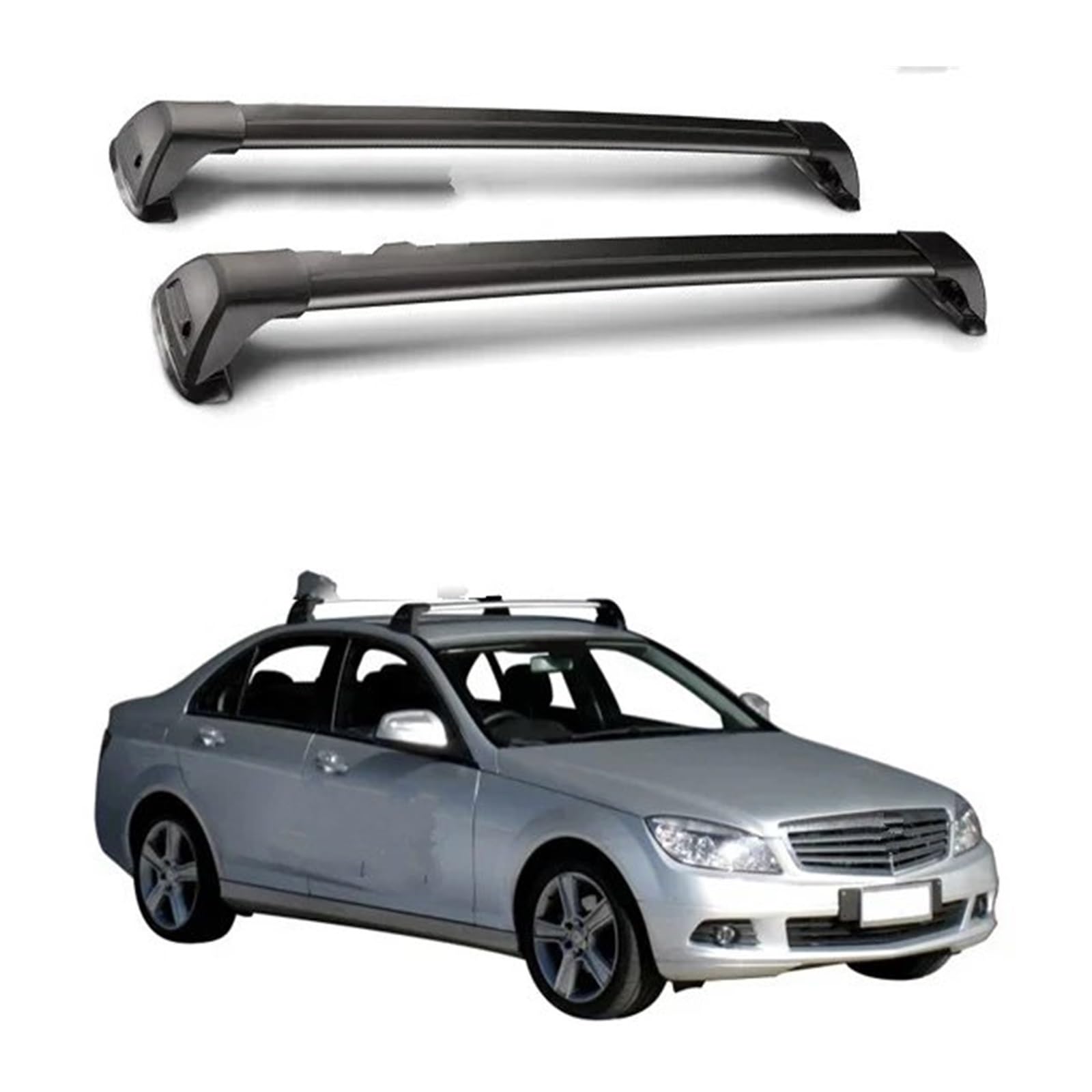 Gepäckträger Querträger 2 Stück Für Benz C-Klasse W205 W204 2007+ Dachträger Auto Spezielle Aluminiumlegierung Gürtelschloss Shooting Rack Corss Rack Relingträger(W204 -B) von LONPEXDT