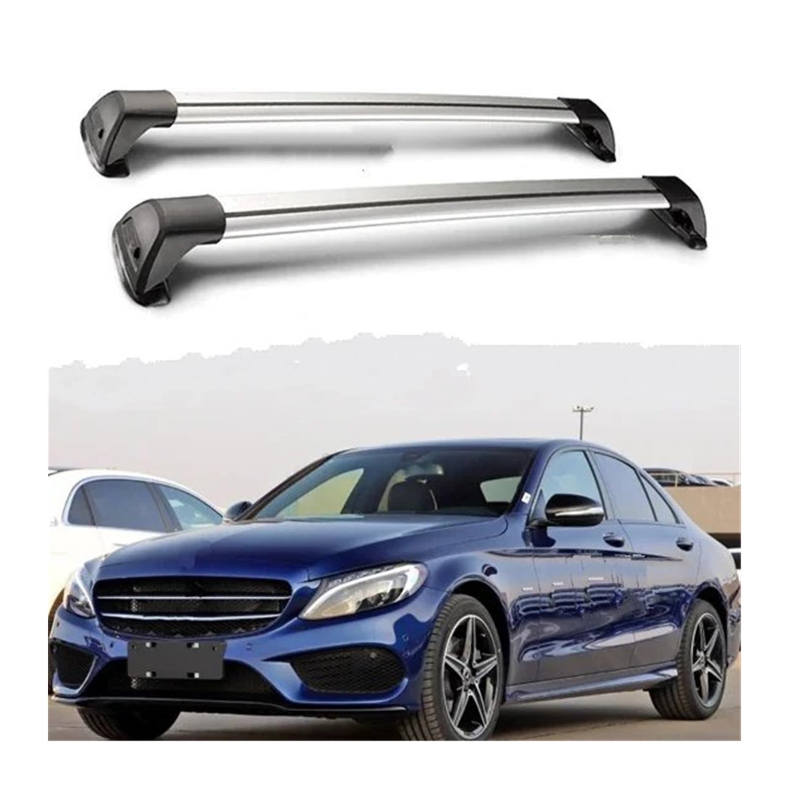 Gepäckträger Querträger 2 Stück Für Benz C-Klasse W205 W204 2007+ Dachträger Auto Spezielle Aluminiumlegierung Gürtelschloss Shooting Rack Corss Rack Relingträger(W205 -A) von LONPEXDT