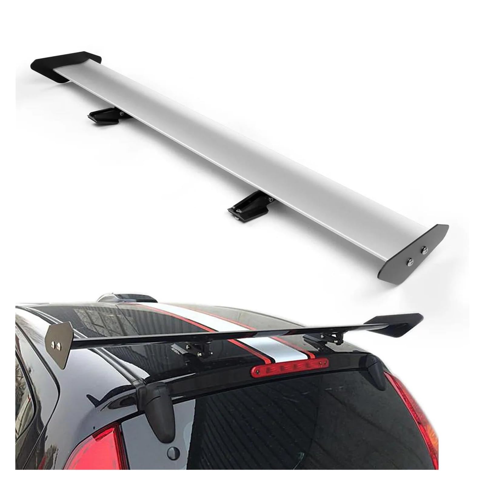 Heckspoiler 43"/53'' Auto Spoiler Universal GT Aluminium Für Mitsubishi Hinten Stamm Flügel Racing Spoiler Spoiler Wing(Style1-Black 110cm) von LONPEXDT