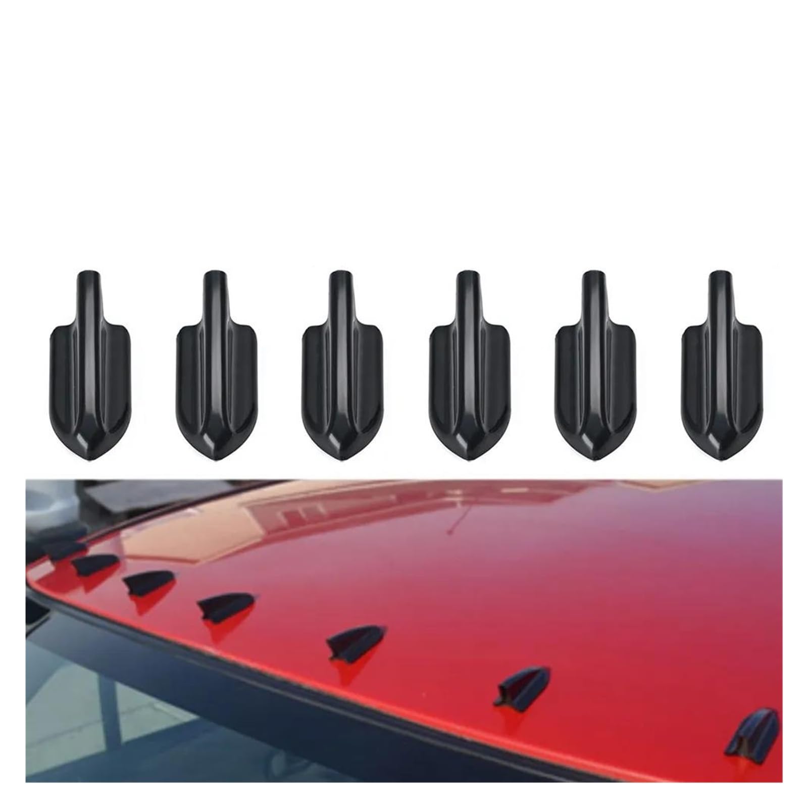 Heckspoiler Auto EVO-Style PP Dach Haifischflossen Spoiler Wing Kit Vortex Generator PQY-WSS11 UV-geschützt Und Wetterfest 6 Stück Schwarz Spoiler Wing von LONPEXDT