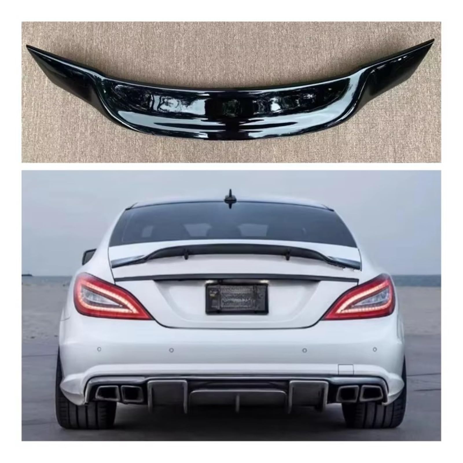 Heckspoiler Für Benz 2012-2018 CLS Klasse CLS350 CLS400 CLS450 CLS500 CLS63 W218 Hinten Stamm Lip Spoiler R Stil Carbon Faser Spoiler Heckflügel(FRP Glossy Black) von LONPEXDT