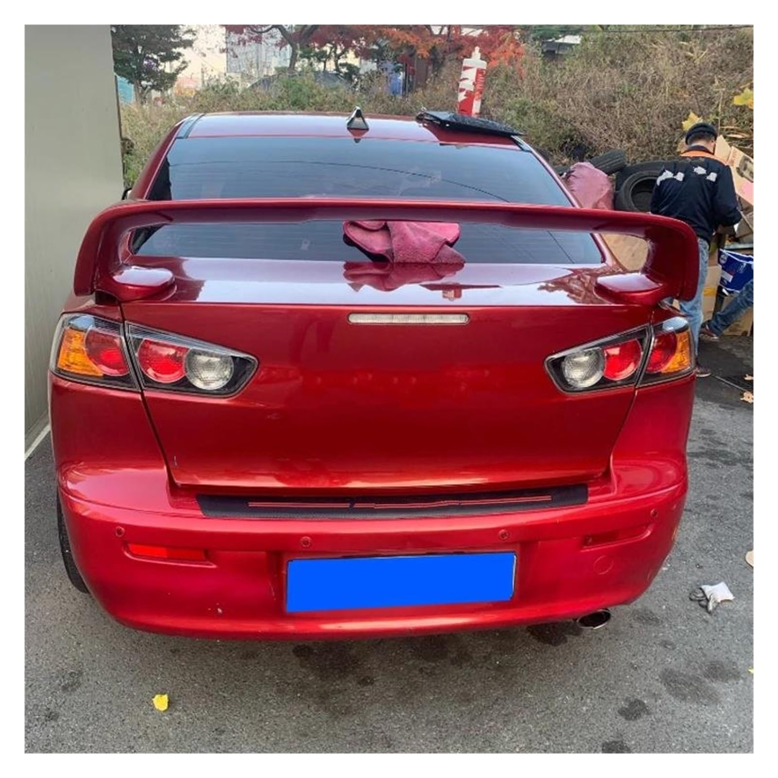 Heckspoiler Für Mitsubishi Auto Schwanz Flügel Dekoration Flügel Hinten Stamm Spoiler Für Lancer Für EVO Schwarz Spoiler ABS Material Primer Farbe 2008-2015 Spoiler Wing(Rot) von LONPEXDT