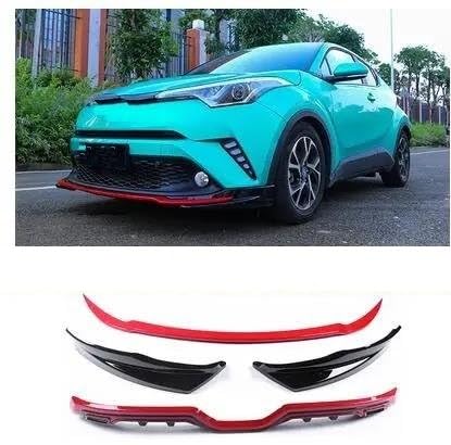 Heckspoiler Vorne Stoßstange Hinten Diffusor Skid Schutz-Schutz Platte Stoßstange Abdeckung Borte Für Toyota Für CHR Für C-HR 2018 2019 ABS Farbe Spoiler Wing(Front+Rear Black and red) von LONPEXDT