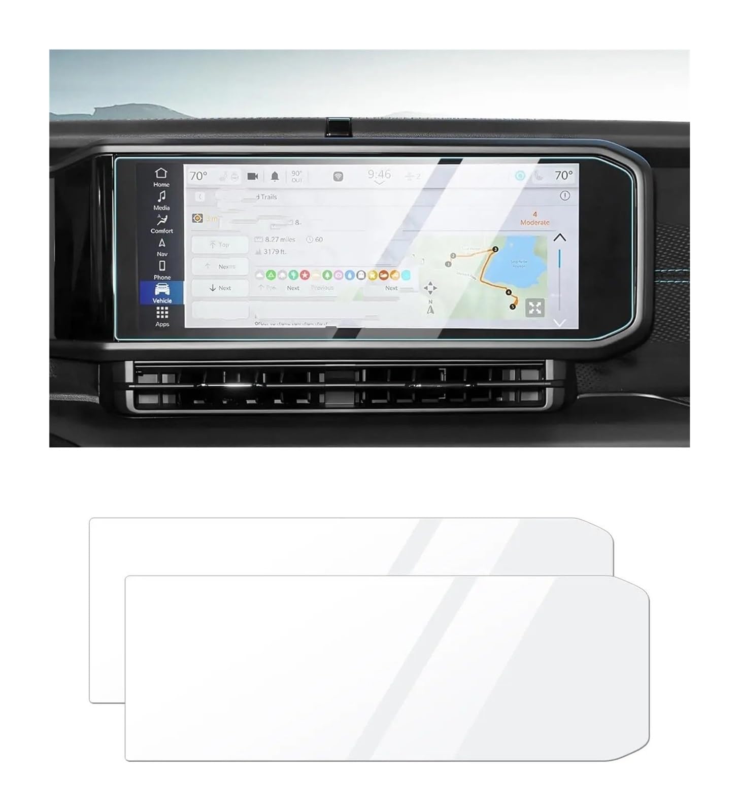 Navigation Schutzfolie 12,3 Zoll Auto Navigation Gehärtetem Glas Screen Protector Film Für Jeep Für Wrangler JL Für Gladiator JT 2024 Innen Zubehör Instrumententafel Schutzfolie(2St) von LONPEXDT