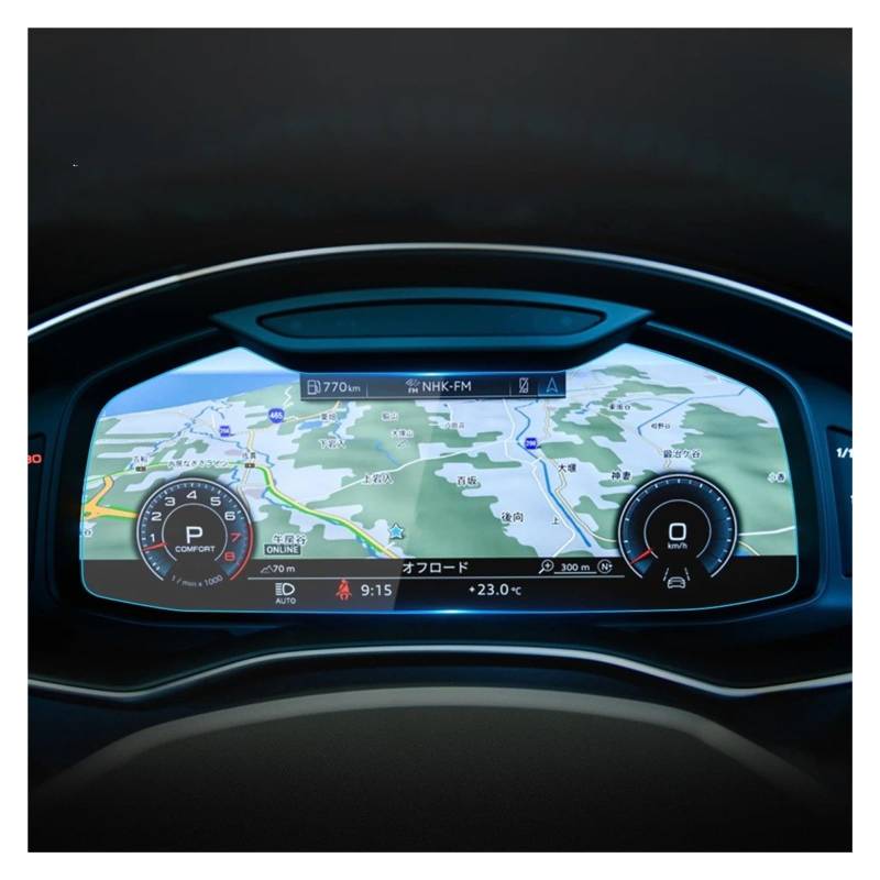 Navigation Schutzfolie Auto Aufkleber Screen Protector Navigator Display Gehärtetem Glas Schutz Film Für A6 2023 Auto Zubehör Instrumententafel Schutzfolie(Blue for A6 23 Speed) von LONPEXDT