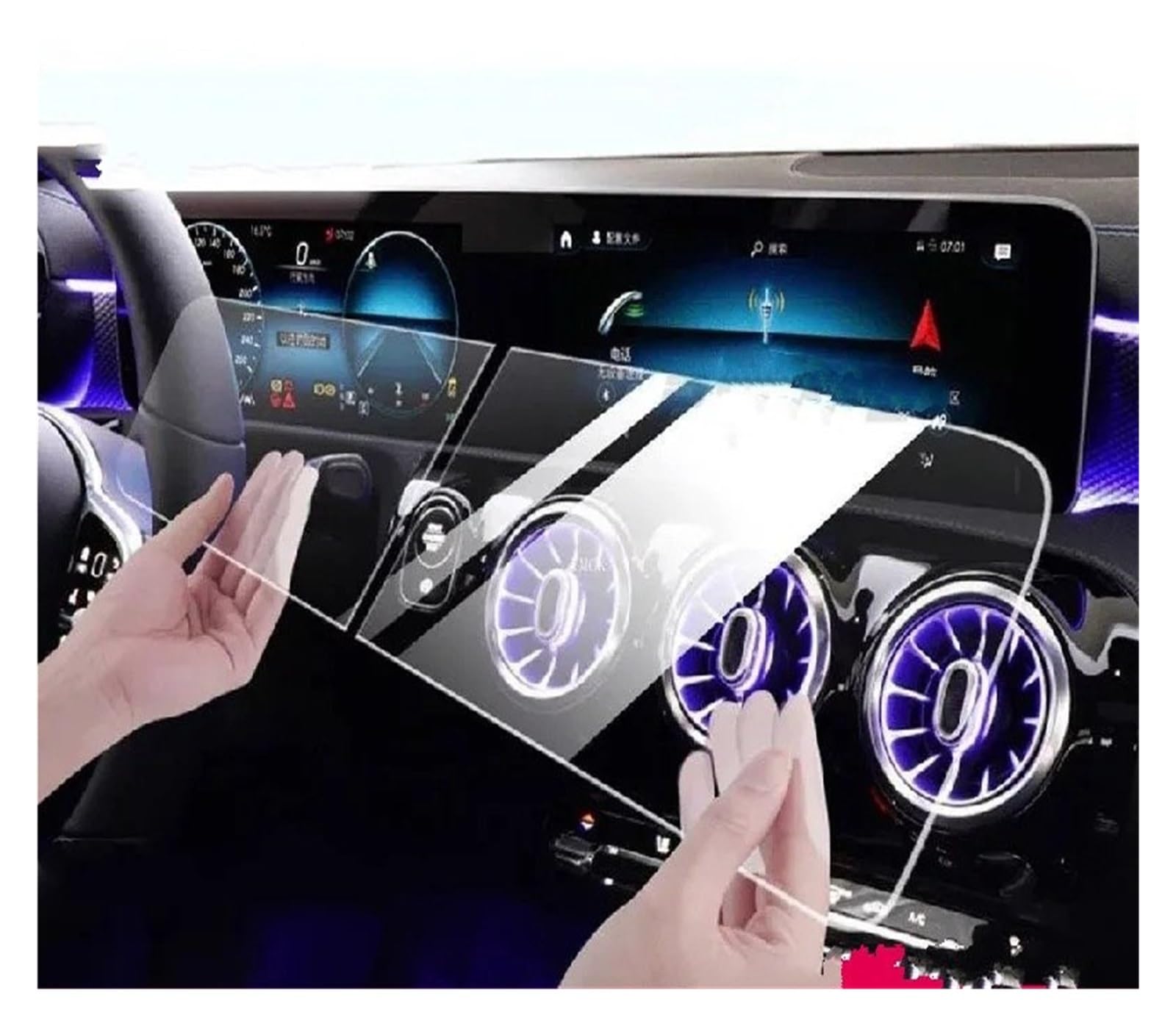 Navigation Schutzfolie Auto Navigation Gehärtetem Glas Auto Dashboard Screen Protector LCD Display Film Für Benz Für G-Klasse 2018-2023 Zubehör Instrumententafel Schutzfolie(Tempered Glass 1Set) von LONPEXDT