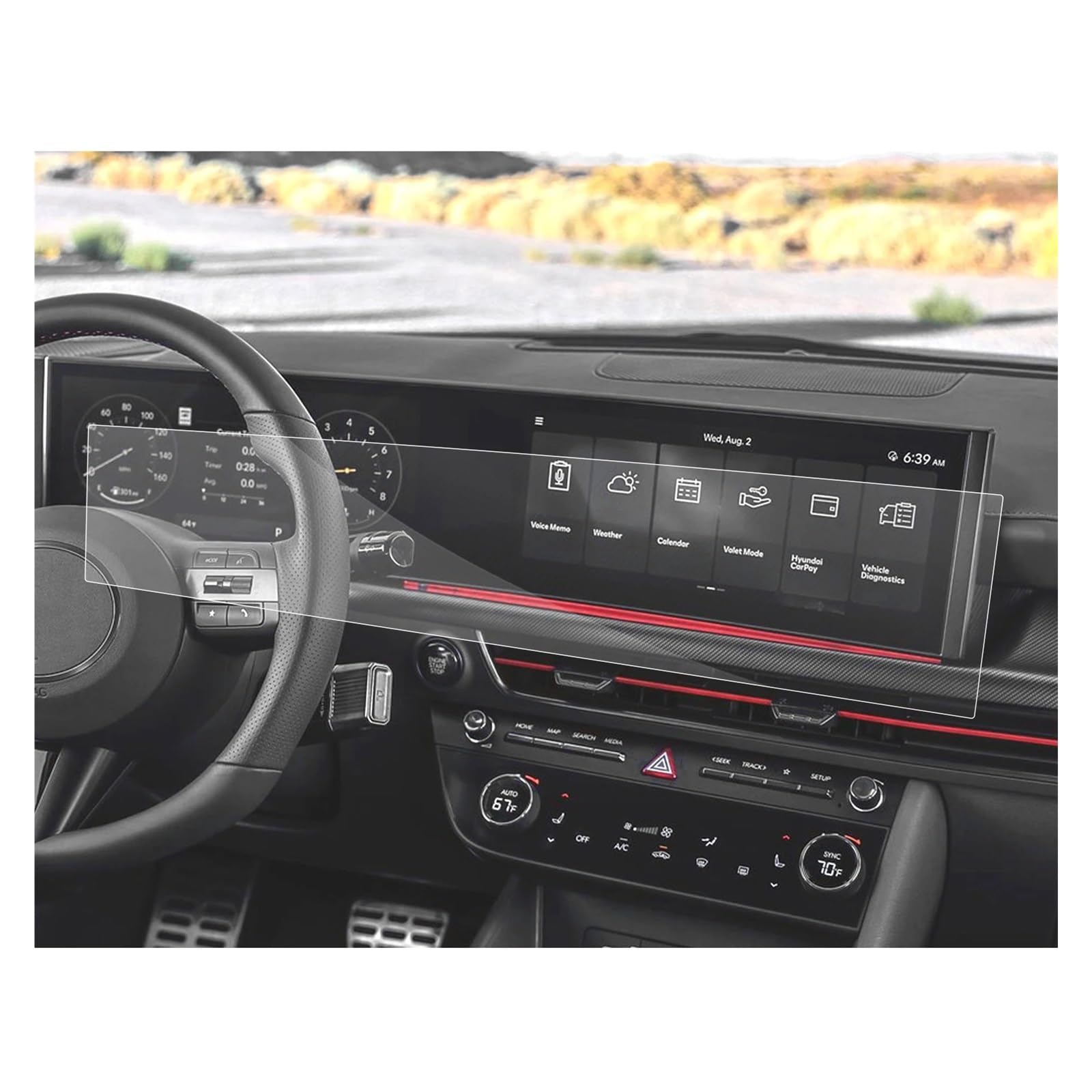 Navigation Schutzfolie Auto-Navigation Und LCD-Instrument, Nano-Displayschutzfolie Für Hyundai Für Sonata 2024, Auto-Innenzubehör Instrumententafel Schutzfolie(12.3-Inch) von LONPEXDT