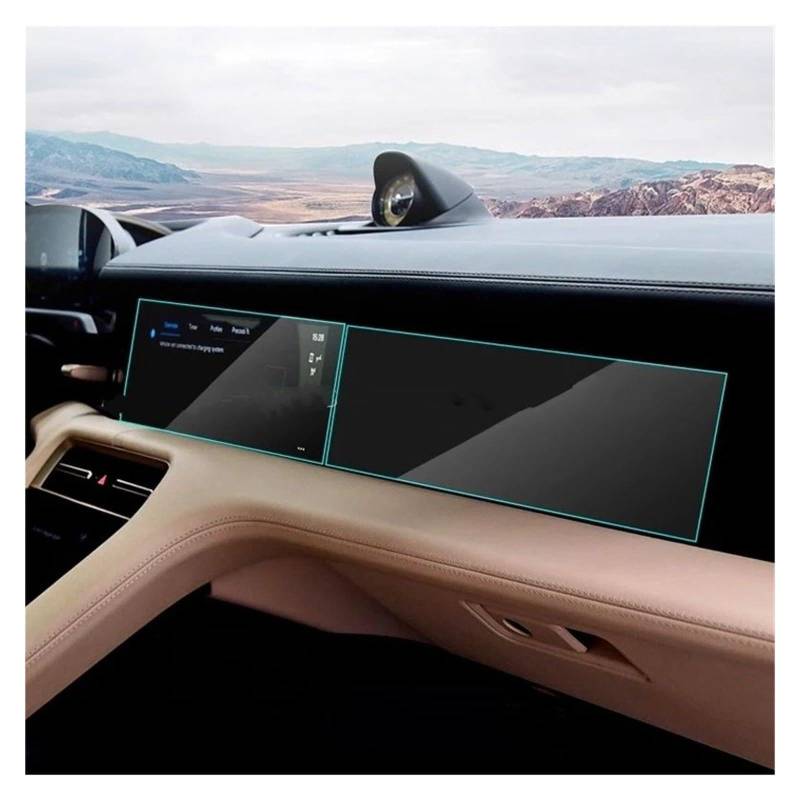 Navigation Schutzfolie Displayschutzfolie Aus Gehärtetem Glas Für Für Taycan 2020–2022, Auto-GPS-Navigation Und Armaturenbrett-Klimaanlage Instrumententafel Schutzfolie(2St,Left Hand Driver) von LONPEXDT