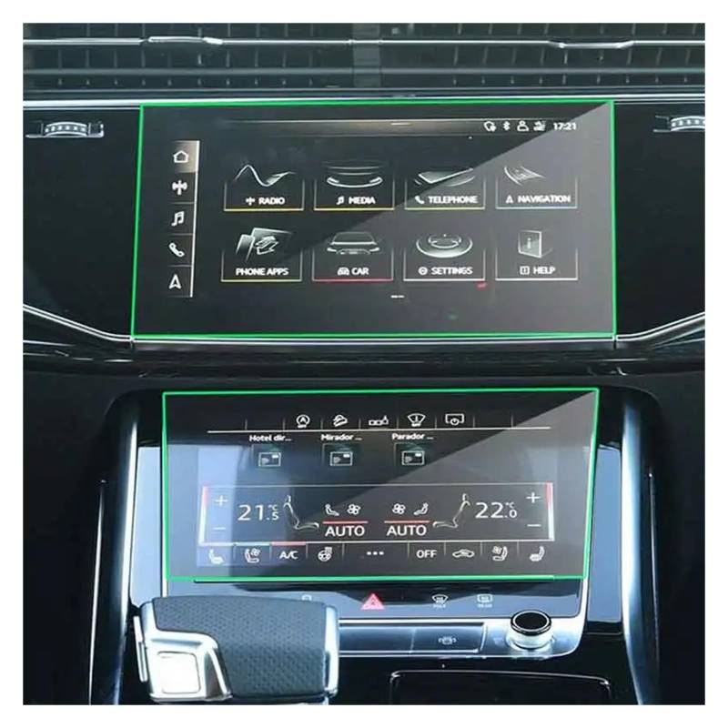 Navigation Schutzfolie Für Q8 Für Q7 2020 2021 Radio GPS LCD Dash Board Bildschirm Schutz Auto Navigation Gehärtetem Glas Bildschirm Schutz Film Instrumententafel Schutzfolie(Upper and Lower) von LONPEXDT