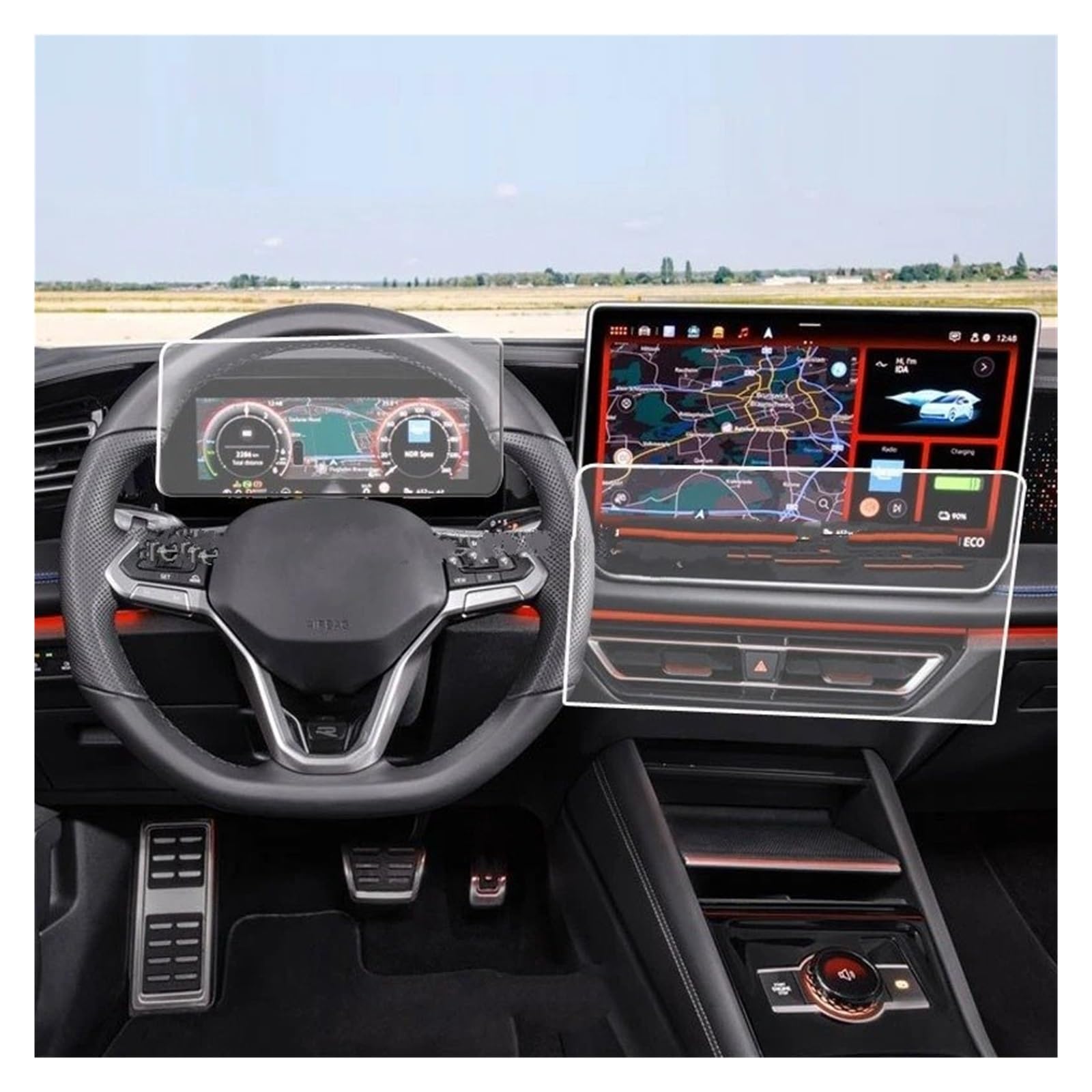 Navigation Schutzfolie Gehärtetem Glas Screen Protector Für VW Für Tiguan 2024 Auto LCD GPS Navigation Dashboard Dispalyscreen Anti-Scratch-Film Instrumententafel Schutzfolie von LONPEXDT