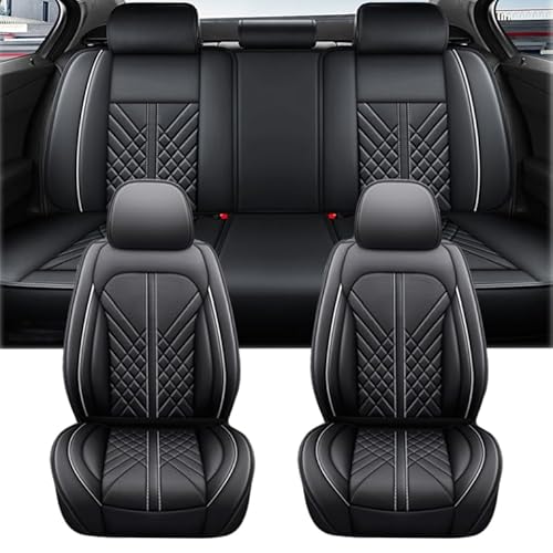 LOPAMCGH Auto Sitzbezüge Sets für Chevrolet Impala 2017-2020, 5 Sitzer PU Leder Autositzschoner, Vorne Hinten All Inclusive Wasserdicht Bequem Schonbezug, Autositzbezüge Zubehör,C BlackGrey von LOPAMCGH