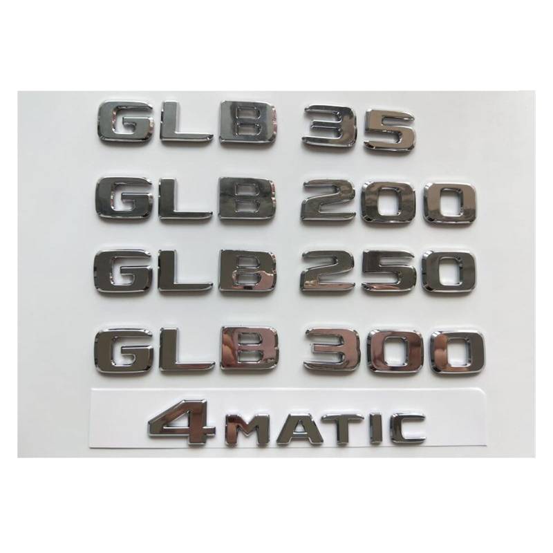 LORIER Chromembleme Abzeichen. 4matisch Emblem for Mercedes Benz AMG GLB35 GLB180 GLB200 GLB250 GLB280 GLB300 GLB350 Logoaufkleber und Aufkleber (Size : GLB 200) von LoRier