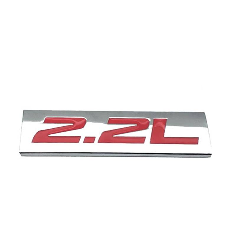 LORIER Metallauto Styling 2.2L Turbo Auto Abzeichen Aufkleber Trunk Side Emblem Aufkleber Aufkleber Autozubehör Logoaufkleber und Aufkleber (Color : Silver With Red) von LoRier