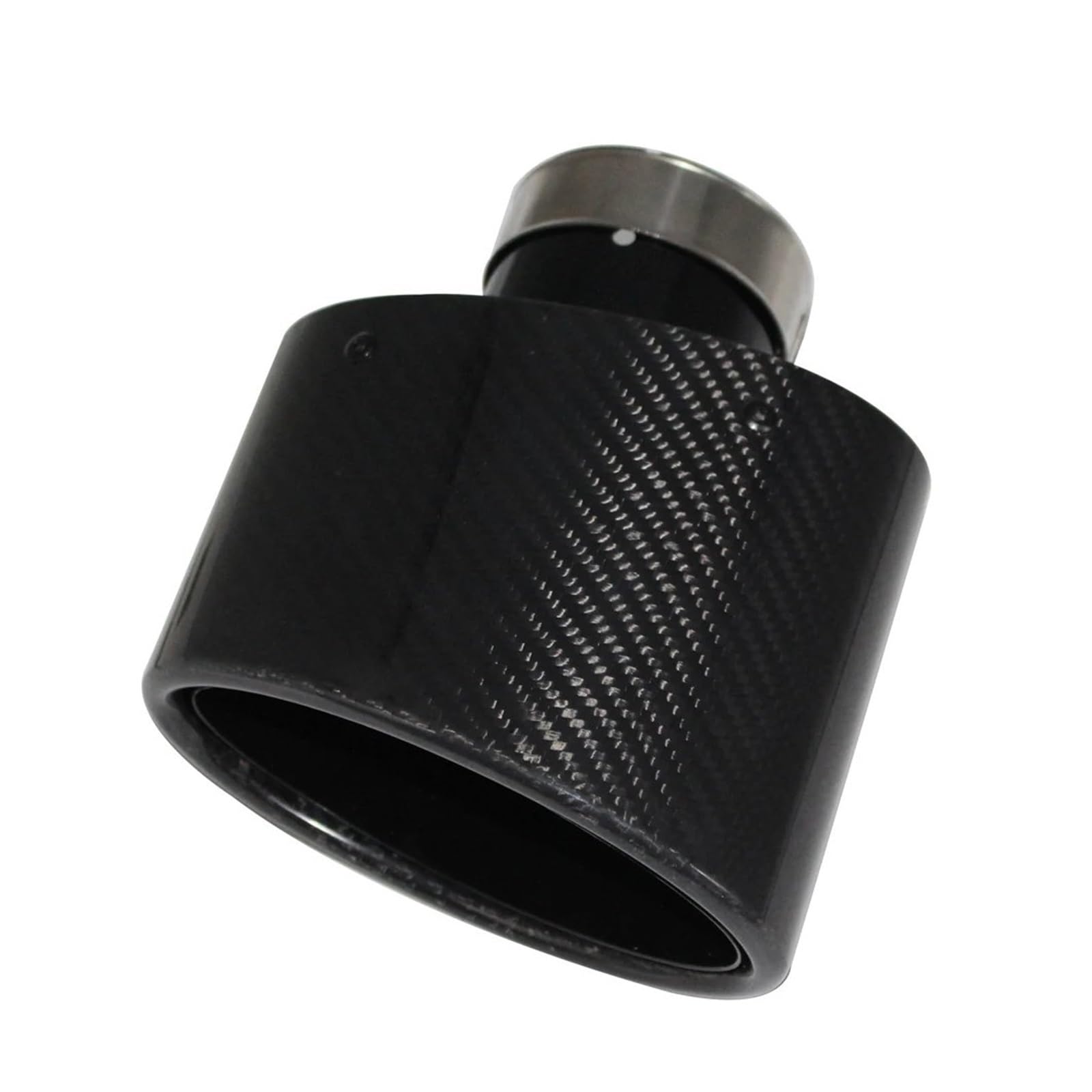 Auto Auspuffrohr Glänzend Carbon Fiber Auto Schalldämpfer Spitze Auspuffrohr Düse Dekoration Universal Edelstahl Schwarz Oval 150mm Kippen Links Rechts Auto Auspuff Endrohr von LORSKRD