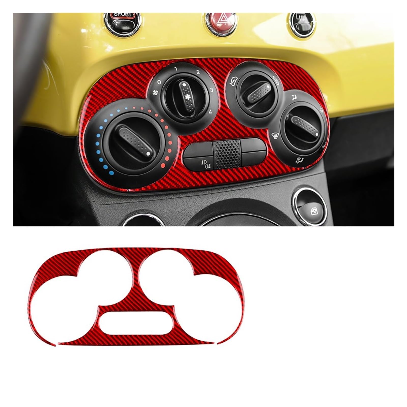 Auto Deko Innen Für FIAT Für 500 Für Abarth 595 2012-2016 2017 2018 2019 2020 2021 2022 2023 Für Abarth 695 2017-2023 AC Trim Echt Weichen Carbon Faser Aufkleber Autozubehör Innenraum von LORSKRD