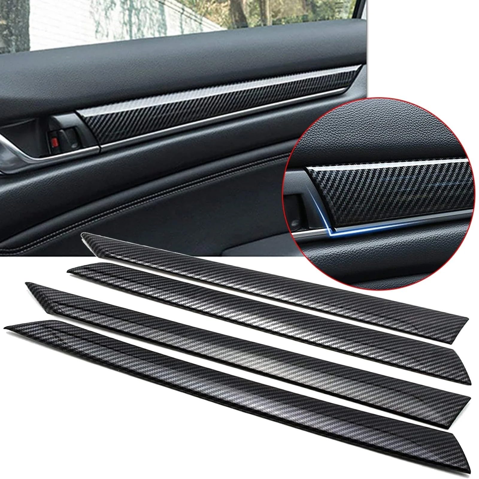 Auto Innendekoration 4 Stücke Für Accord 2018 2019 2020 2021 Carbon Faser Stil Innen Tür Panel Armlehne Streifen Abdeckung Protector Moulding Trimmt Auto Interieur ZubeAhör von LORSKRD