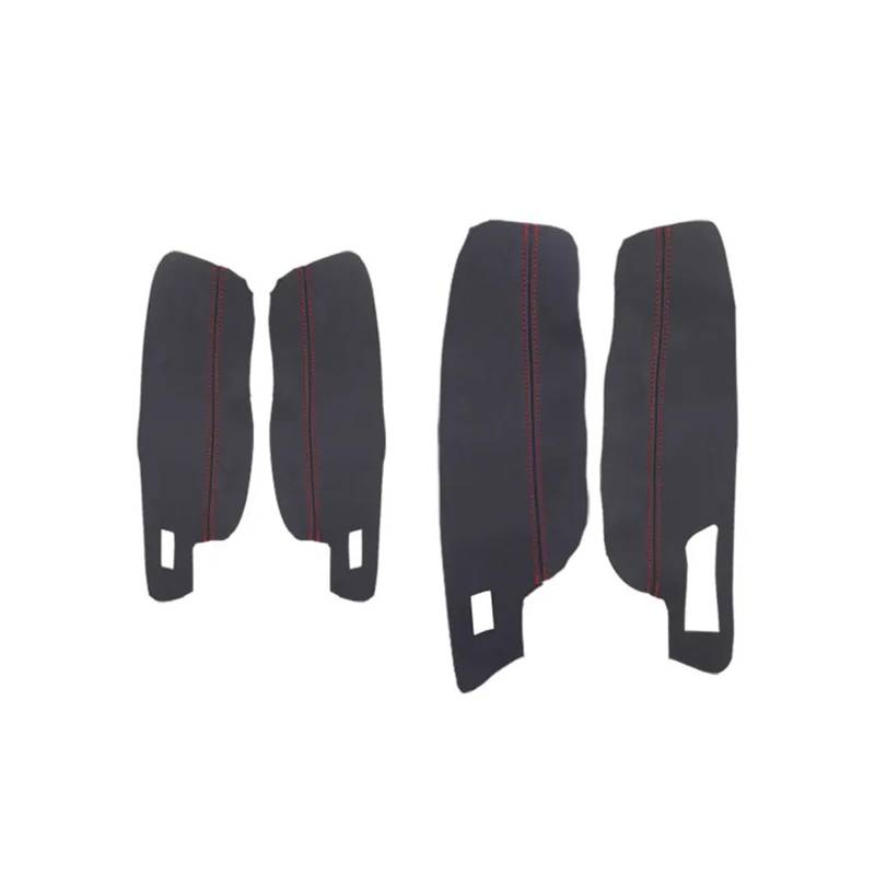 Auto Innendekoration 4 Stücke LHD Für VW Für Golf 7 2014 2015 2016 2017 2018 Auto Türgriff Armlehne Panel Mikrofaser Leder Schutzhülle Trim Auto Interieur ZubeAhör(4pcs Black-red line) von LORSKRD