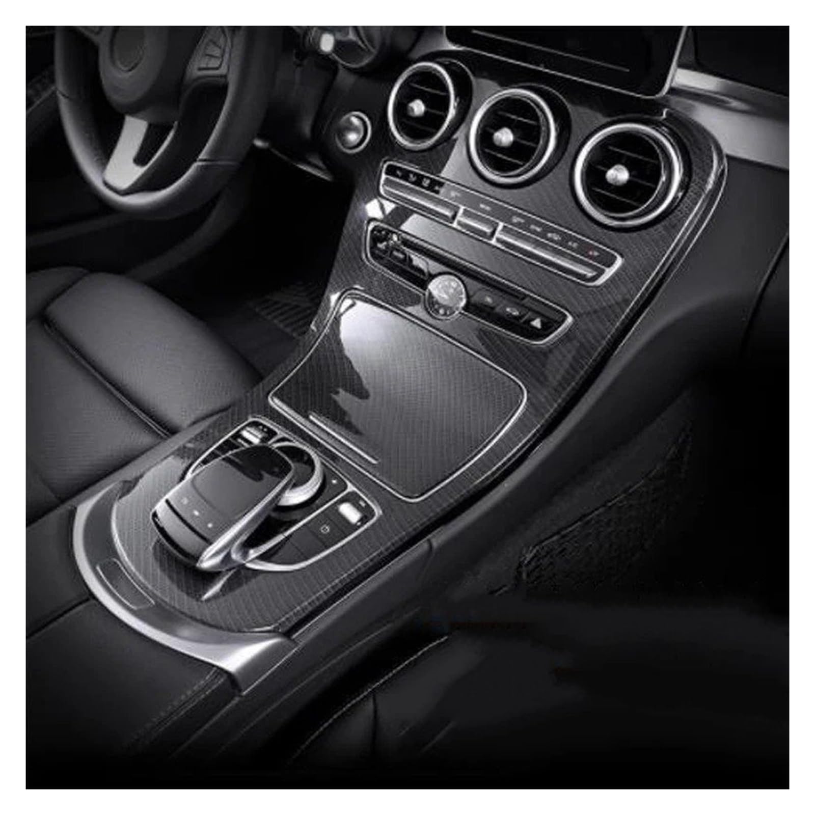 Auto Innendekoration Für Benz C Für GLC Klasse W205 X235 Auto Zubehör Auto Zentrale Steuerung Getriebe Shift Panel Abdeckungen Rahmen Innen Trim Aufkleber Auto Interieur ZubeAhör(with Clock B) von LORSKRD