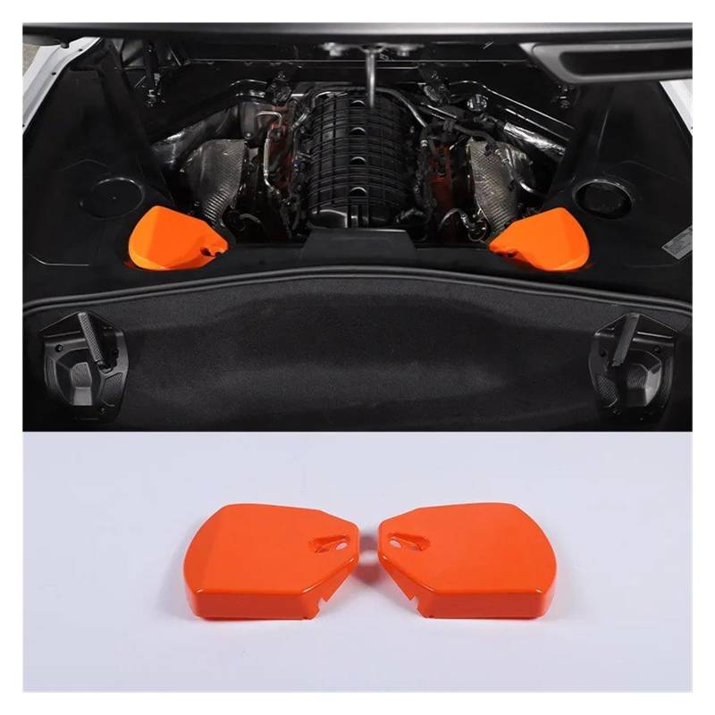 Auto Innendekoration Für Chevrolet Für Corvette C8 Für Stingray Z51 Z06 2020-2023 Auto Hinten Stoßdämpfer Turm Für Top Schutz Abdeckung Zubehör ABS Rot Auto Interieur ZubeAhör(Style A orange) von LORSKRD