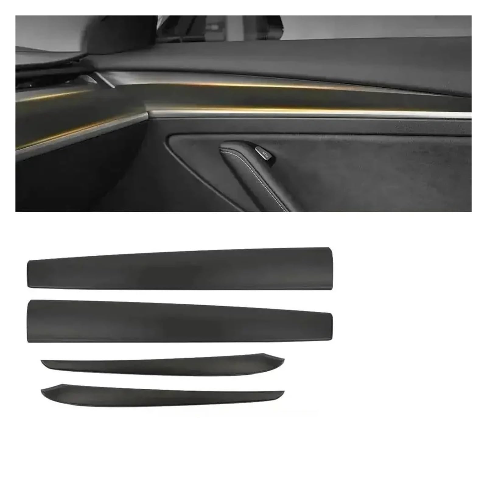 Auto Innendekoration Für Modell 3 Für Modell Y 2019 2020 2021 2022 2023 2024 Armaturenbrettabdeckung Und Türverkleidung Auto Interieur ZubeAhör(Matte Black 4PCS) von LORSKRD