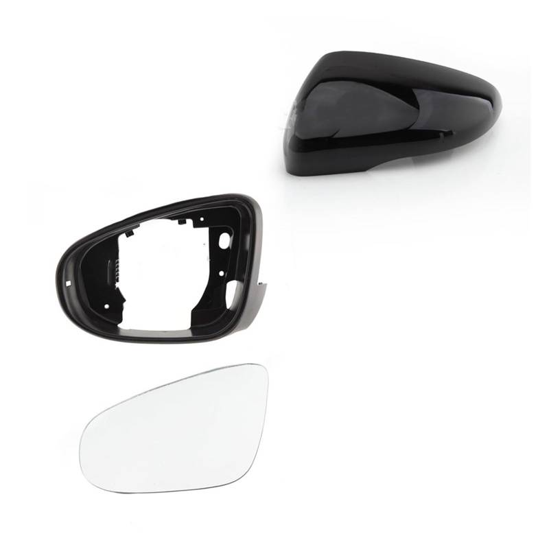 Auto Spiegelkappen Seitenspiegelkappen Seite Spiegel Glas Rückspiegel Abdeckung Kappe Für VW Für Golf 6 MK6 2009-2013 Helle Schwarz Tür Flügel Spiegel Gehäuse Abdeckung(L Cover Frame Mirror) von LORSKRD