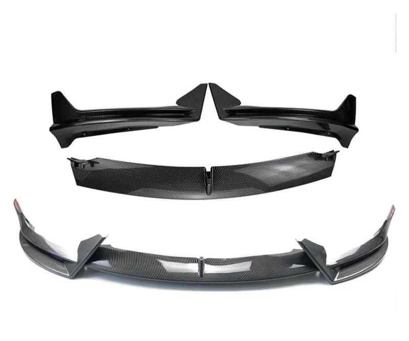 Front Spoiler Lippe 3Pcs Für Tesla Für Modell 3 2020-2024 2017 2018 2019 2020 2021 2022 2023 Frontschürze Lip Frontschürze Lip Splitter Spoiler V Stil Körper Kit Frontstoßstange(Kohlefaser) von LORSKRD