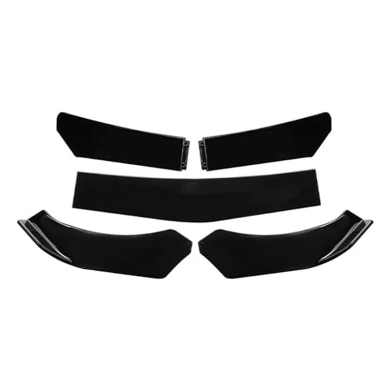 Front Spoiler Lippe 5PCS Einstellbare ABS Front Universal Stoßstange Separator Body Kit Ente Lip Splitter Frontstoßstange(Gloss Black) von LORSKRD