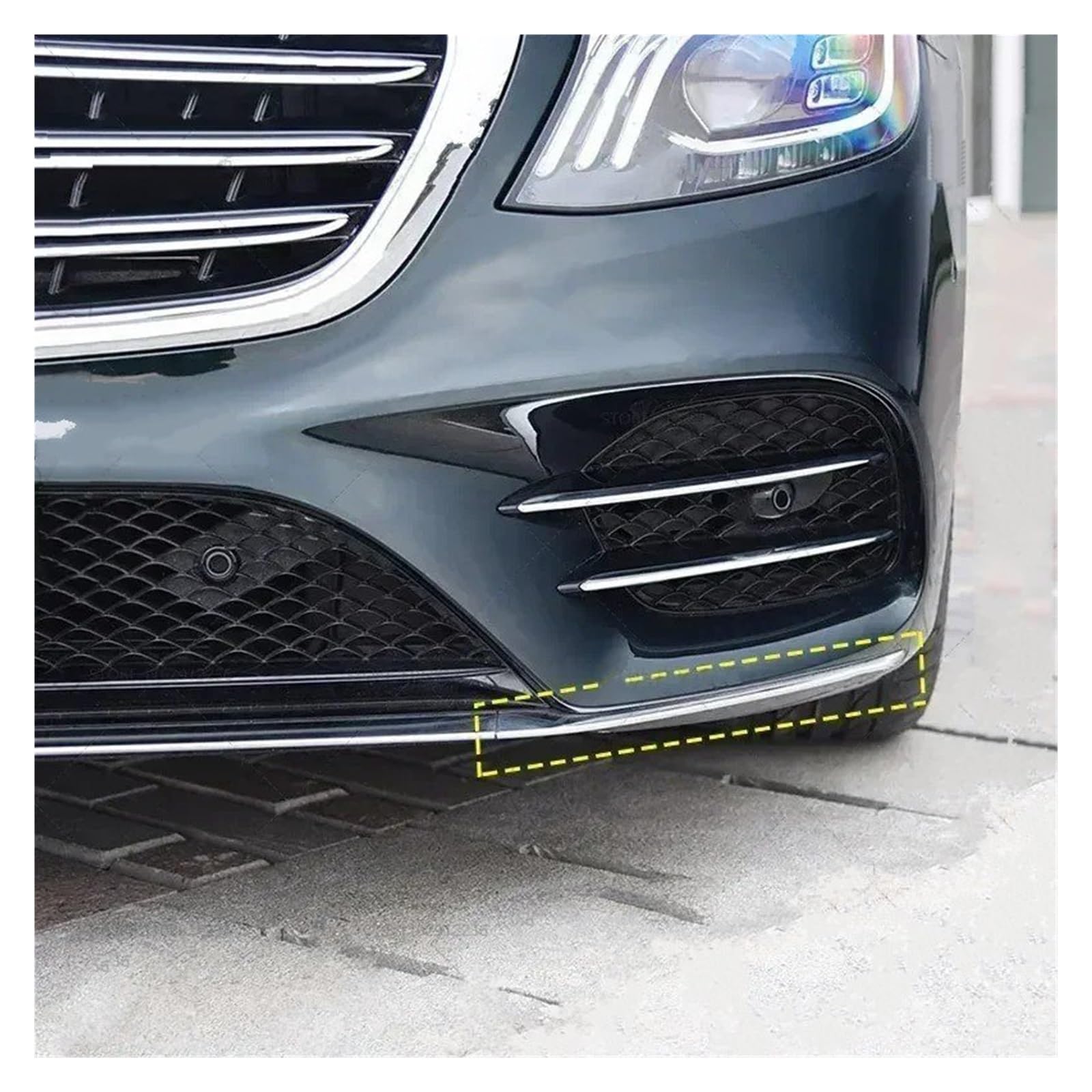 Front Spoiler Lippe Für Benz W222 S450 S560 2018 2019 2020 Frontschürze Chrom Zierleiste 2228857600 2228857700 2228857800 Frontstoßstange(Left 2228857700) von LORSKRD