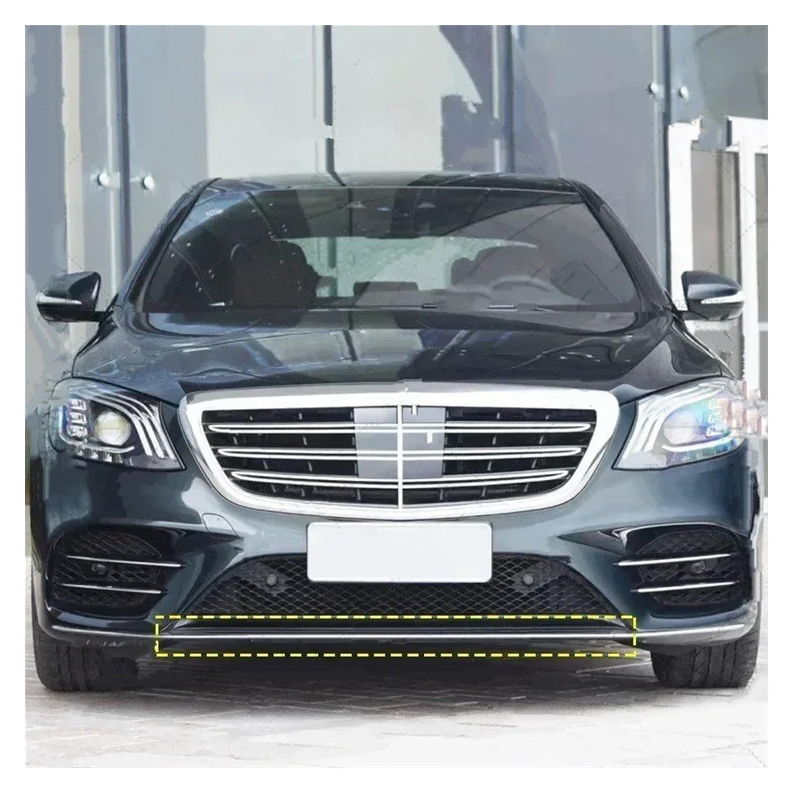 Front Spoiler Lippe Für Benz W222 S450 S560 2018 2019 2020 Frontschürze Chrom Zierleiste 2228857600 2228857700 2228857800 Frontstoßstange(Middle 2228857600) von LORSKRD