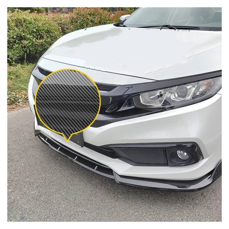 Front Spoiler Lippe Für Civic Für Limousine 2019 2020 2021 Front Stoßstange Splitter Lip Diffusor Spoiler Carbon Oberfläche Rock Körper Kit Frontstoßstange(Carbon Surface) von LORSKRD