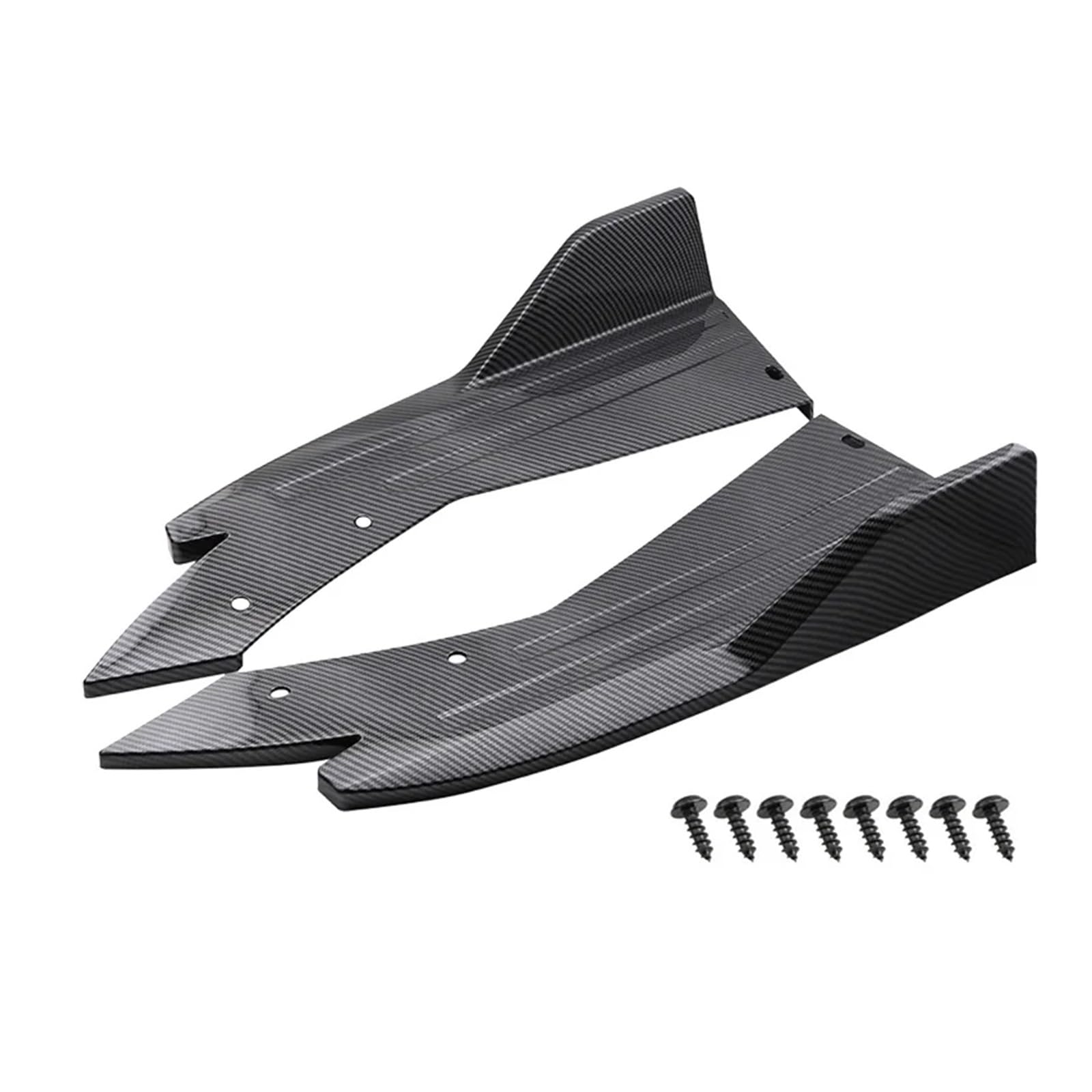 Front Spoiler Lippe Paar Universal-Auto-Heckstoßfänger-Spoilerlippe, Kohlefaser-Flügelverkleidung Schutz Anti-Crash-Diffusor Seitenschweller Wickelwinkel-Splitter Frontstoßstange(2pcs Carbon Fiber) von LORSKRD