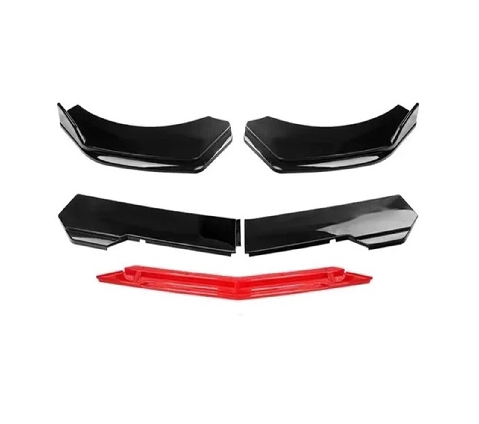 Front Spoiler Lippe Universal Für Die Meisten Autos Scharf Glänzend Schwarz Rot Zunge Frontstoßstange Lippe Kinnspoiler Splitter Diffusor Body Kit Trim Air Dam Protector Frontstoßstange(A-Black) von LORSKRD