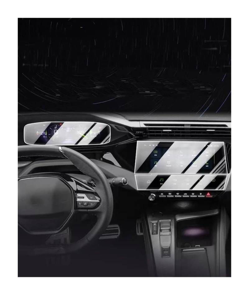 GPS Displayschutzfolie 10-Zoll-LCD-Autoradio GPS-Navigation Gehärtetes Glas Und Armaturenbrett-Bildschirmschutzfolie Für Peugeot 308 Für SW 408 2022 2023 Navigation Schutzfolie(3 Pieces) von LORSKRD