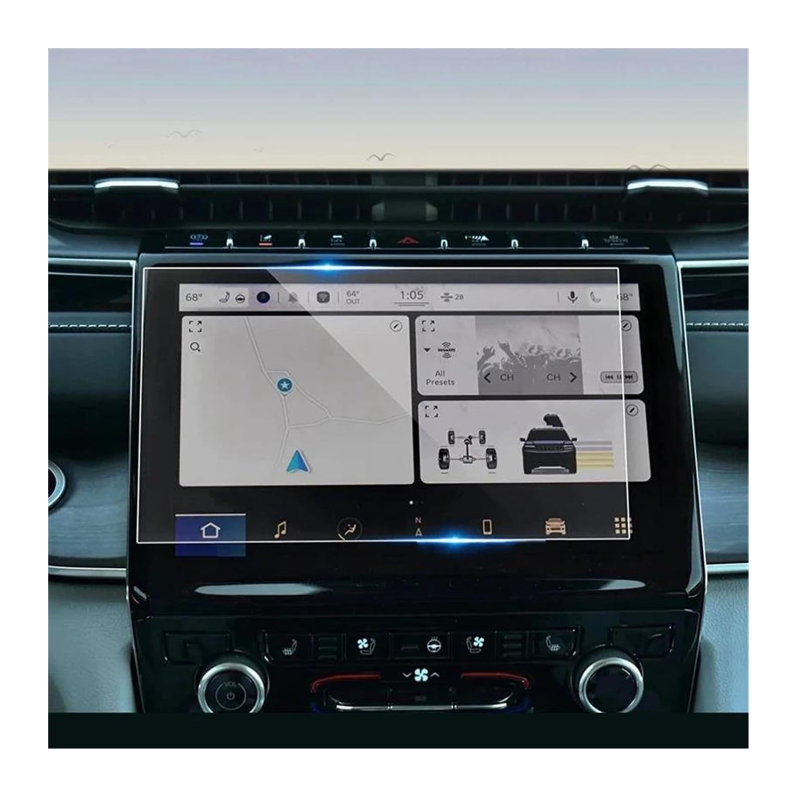 GPS Displayschutzfolie Für Jeep Für Grand Für Cherokee L 2022 2023 10,1 Zoll Schutz Film Auto GPS Navigation Gehärtetem Glas Screen Protector Navigation Schutzfolie von LORSKRD