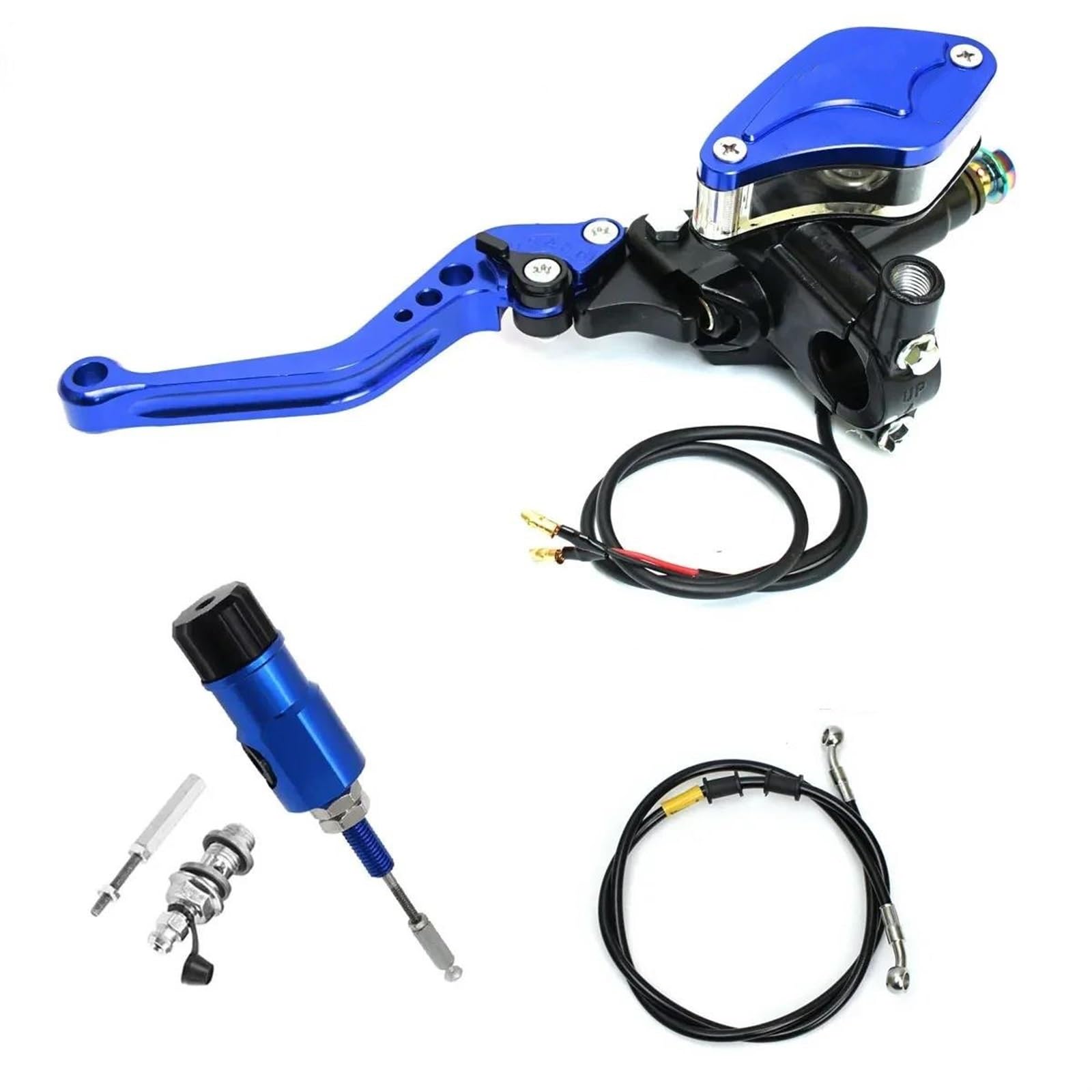 Für Racing Dirt Bike Sport Bike Motocross Off Road 22mm CNC Motorrad Hydraulische Kupplung Bremse Hauptzylinder Hebel Kit Bremsgriffhebelstange(Blue,Left) von LOSTIS