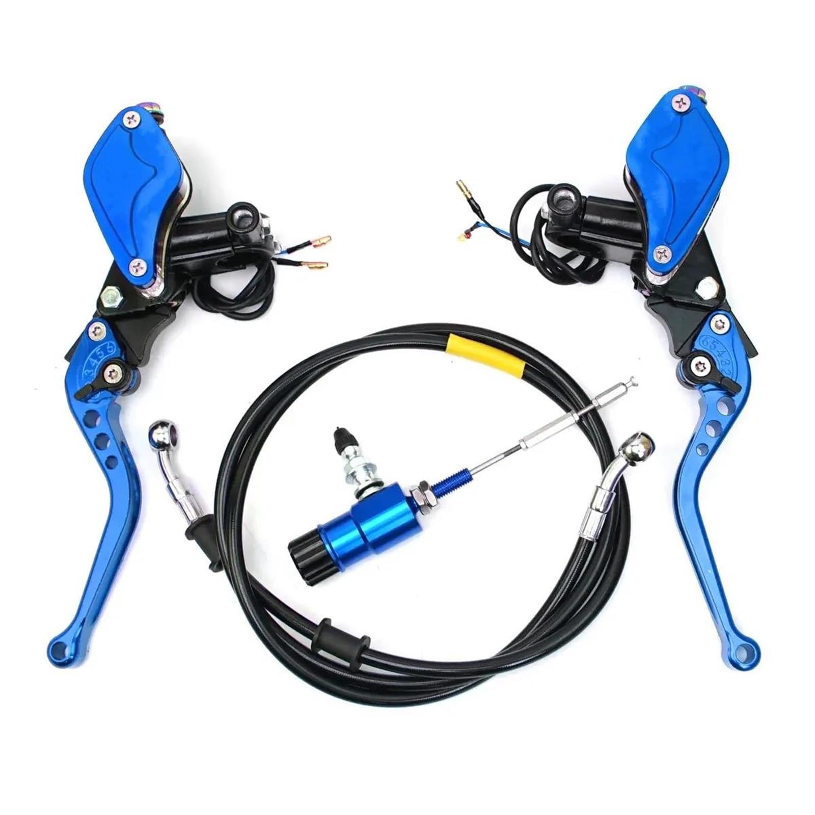 Für Racing Dirt Bike Sport Bike Motocross Off Road 22mm CNC Motorrad Hydraulische Kupplung Bremse Hauptzylinder Hebel Kit Bremsgriffhebelstange(Blue,One Pair) von LOSTIS