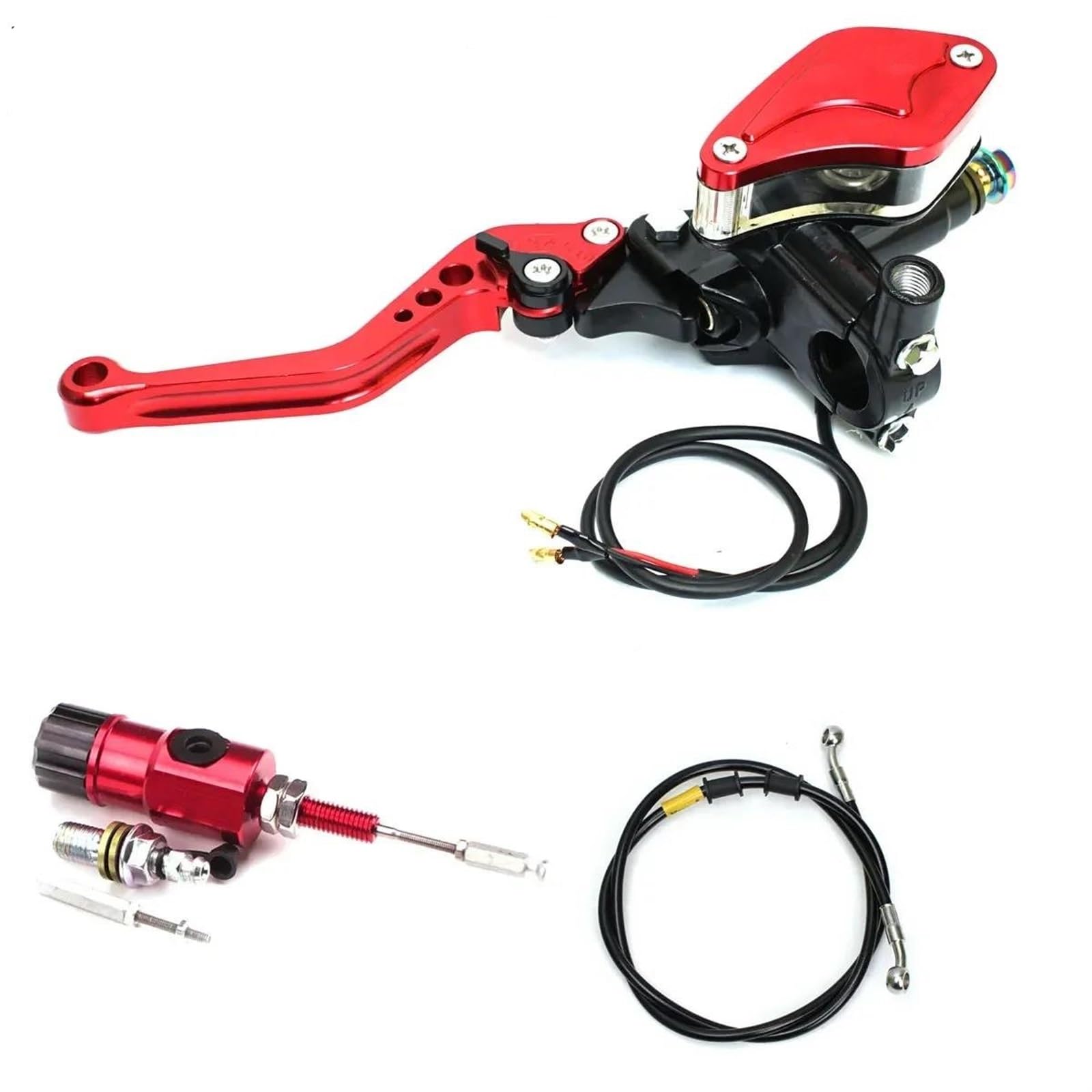 Für Racing Dirt Bike Sport Bike Motocross Off Road 22mm CNC Motorrad Hydraulische Kupplung Bremse Hauptzylinder Hebel Kit Bremsgriffhebelstange(Red,Left) von LOSTIS