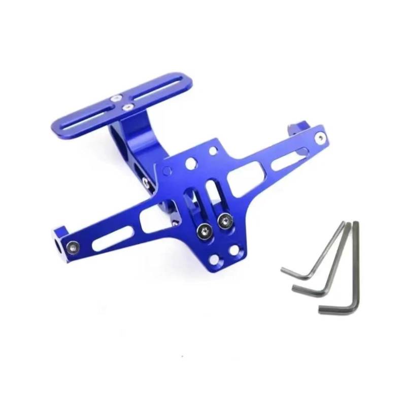 Motorrad Kennzeichenhalter Hinten Blinker Lampenhalter Aluminium Eliminator Kits Universal Einstellbare Motorrad Lizenz Nummer Platte Halterung Einstellbare Kennzeichenhalter(Blue) von LOSTIS