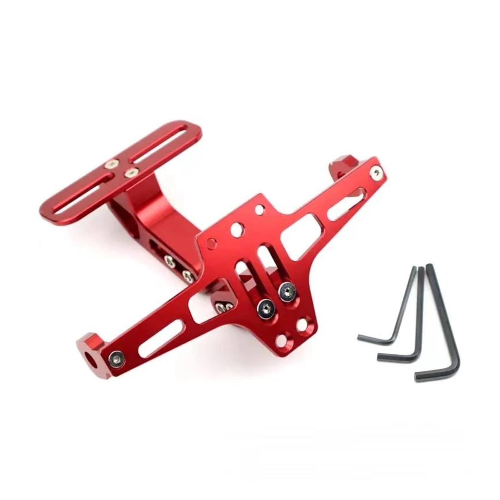 Motorrad Kennzeichenhalter Nummernschildhalterung, Hinterer Blinkerlampenhalter, Aluminium, Fender-Eliminator-Kits, Universell Verstellbar, Motorrad-Lizenz Einstellbare Kennzeichenhalter(Red) von LOSTIS