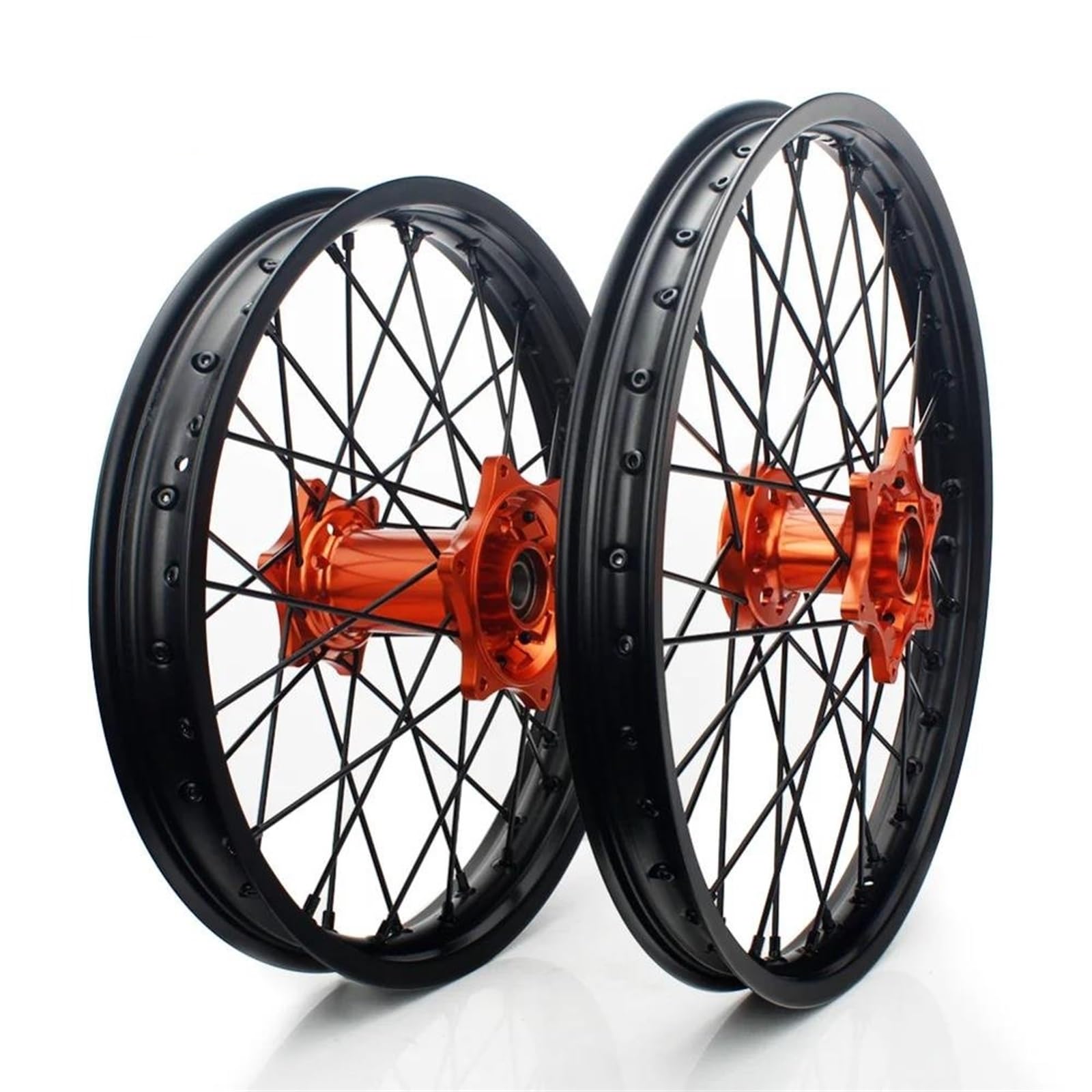 Motorradzubehör Für 21" 19" / 18" Felgennabe Für 125-540 250 300 350 400 450 500 525 EXC MXC SXF GS SX XC FW SXS SX Motorrad Vorderrad-Hinterradnabe(Color:21 18 Orange Black) von LOSTIS