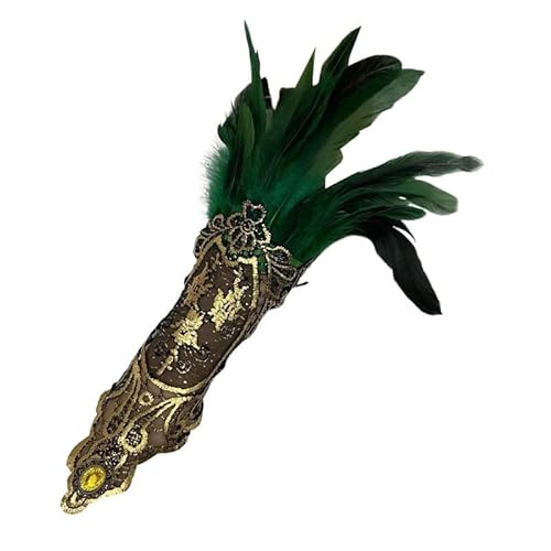 LOSVIP Faschingskostüme Women's Gothic Style Feather Gloves Hollowed Out Gold Lace Arm Carnival Gloves#1 (AG, One Size) von LOSVIP