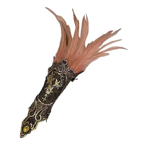 LOSVIP Faschingskostüme Women's Gothic Style Feather Gloves Hollowed Out Gold Lace Arm Carnival Gloves#2 (Rose Gold, One Size) von LOSVIP