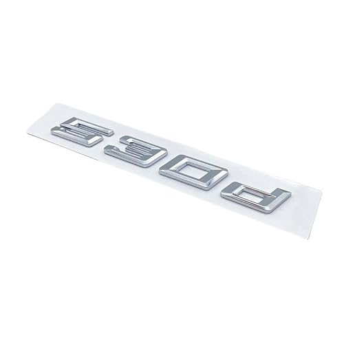 Zahlen Buchstaben 520d 523d ​​525d 530d 535d 540d ABS Emblem kompatibel for BMW 5 SeriesE39 E60 E61 F10 F11 G30 Kofferraum-Logo-Aufkleber (Color : Silver 530d) von LOTOAK